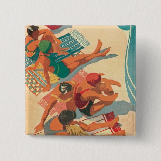 Paradise Beach Club Vierkante Button 5,1 Cm (Voorkant)