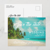 Paradise Beach Destination Wedding Save the Date Aankondigingskaart (Voorkant / Achterkant)
