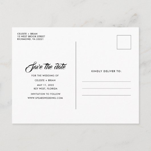 Paradise Beach Destination Wedding Save the Date Aankondigingskaart (Achterkant)