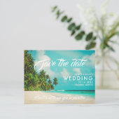 Paradise Beach Destination Wedding Save the Date Aankondigingskaart (Staand voorkant)