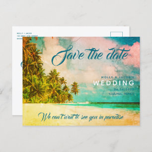 Paradise Beach Destination Wedding Save the Date Aankondigingskaart