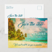 Paradise Beach Destination Wedding Save the Date Aankondigingskaart (Voorkant / Achterkant)