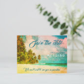 Paradise Beach Destination Wedding Save the Date Aankondigingskaart (Staand voorkant)