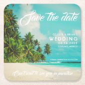 Paradise Beach Destination Wedding Save the Date Kartonnen Onderzetters (Voorkant)