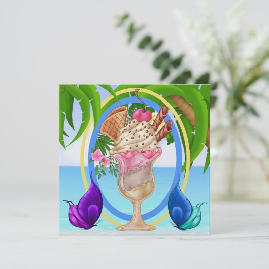 Paradise Beach Ice Cream Kaart (Staand voorkant)