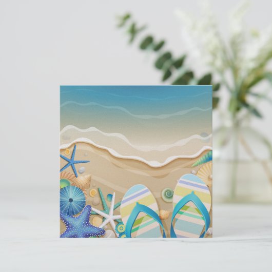 Paradise Beach Invitation Kaart (Staand voorkant)