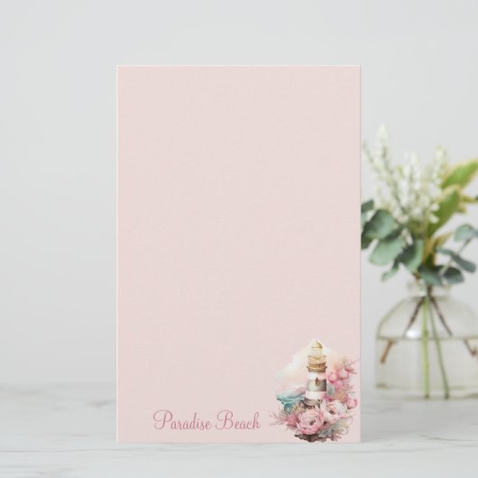 Paradise Beach Lighthouse Briefpapier (Staand voorkant)