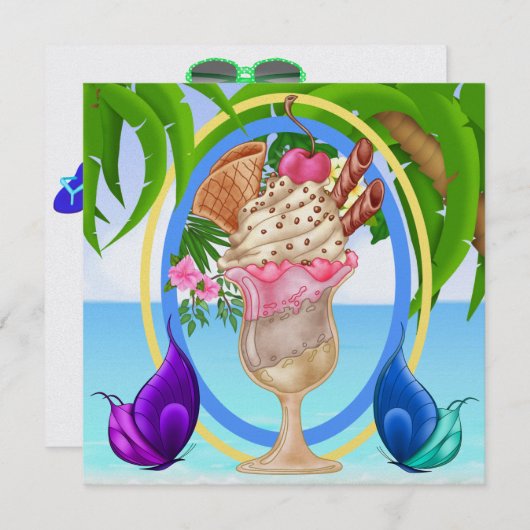 Paradise Beach Party Kaart (Voorkant / Achterkant)