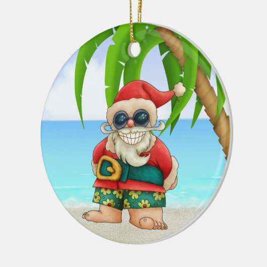 Paradise Beach Santa - SRF Keramisch Ornament (Links)