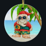 Paradise Beach Santa - SRF Keramisch Ornament<br><div class="desc">Veel plezier met deze. Denk aan thema's! Het spel met achtergrondkleuren, voegt of schrapt tekst toe, en (voor een beetje van extra prijs) pas de rug met afbeeldingen, kleur, uw logo/bedrijfsinfo., enz. aan! Vergeet niet dat sierplanten niet alleen voor kerstbomen zijn. Ze zien er mooi uit in je huis, hangen...</div>
