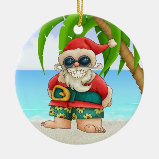 Paradise Beach Santa - SRF Keramisch Ornament (Voorkant)