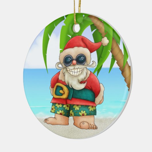 Paradise Beach Santa - SRF Keramisch Ornament (Links)