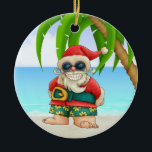 Paradise Beach Santa - SRF Keramisch Ornament<br><div class="desc">Veel plezier met deze. Denk aan thema's! Het spel met achtergrondkleuren, voegt of schrapt tekst toe, en (voor een beetje van extra prijs) pas de rug met afbeeldingen, kleur, uw logo/bedrijfsinfo., enz. aan! Vergeet niet dat sierplanten niet alleen voor kerstbomen zijn. Ze zien er mooi uit in je huis, hangen...</div>