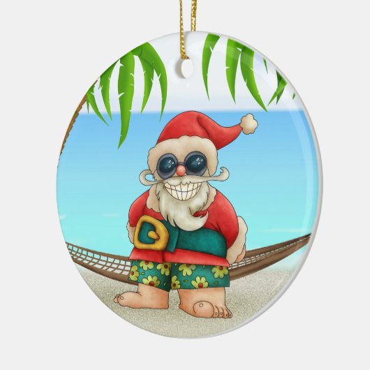 Paradise Beach Santa - SRF Keramisch Ornament (Links)