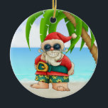 Paradise Beach Santa - SRF Keramisch Ornament<br><div class="desc">Veel plezier met deze. Denk aan thema's! Het spel met achtergrondkleuren, voegt of schrapt tekst toe, en (voor een beetje van extra prijs) pas de rug met afbeeldingen, kleur, uw logo/bedrijfsinfo., enz. aan! Vergeet niet dat ornamenten niet alleen voor kerstbomen zijn. Ze zien er mooi uit in je huis, hangen...</div>