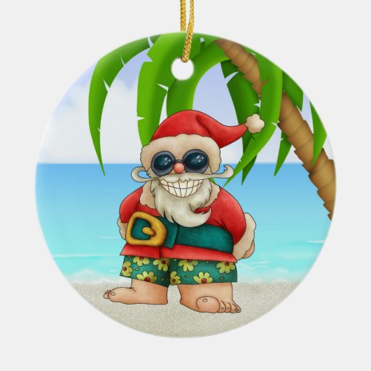 Paradise Beach Santa - SRF Keramisch Ornament (Voorkant)
