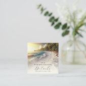 Paradise Beach Sunset Coastal Registry QR-code Vierkante Visitekaartje (Staand voorkant)