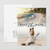 Paradise Beach Sunset Coastal Save the Date Aankondigingskaart (Voorkant / Achterkant)