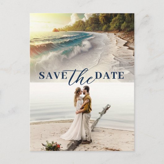 Paradise Beach Sunset Coastal Save the Date Aankondigingskaart (Voorkant)