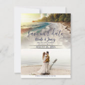 Paradise Beach Sunset Coastal Save the Date Foto Kaart (Voorkant)