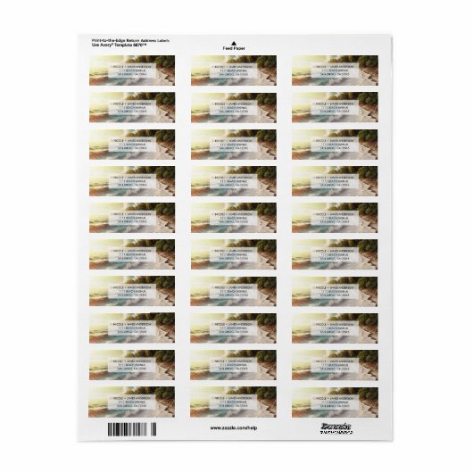 Paradise Beach Sunset Kustbruiloft Etiket (Full Sheet)