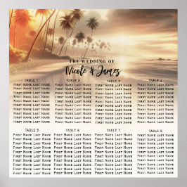 Paradise Beach Sunset Kustbruiloft Zitplaatsen Poster