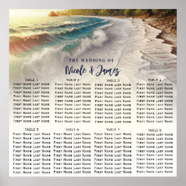 Paradise Beach Sunset Kustbruiloft Zitplaatsen Poster