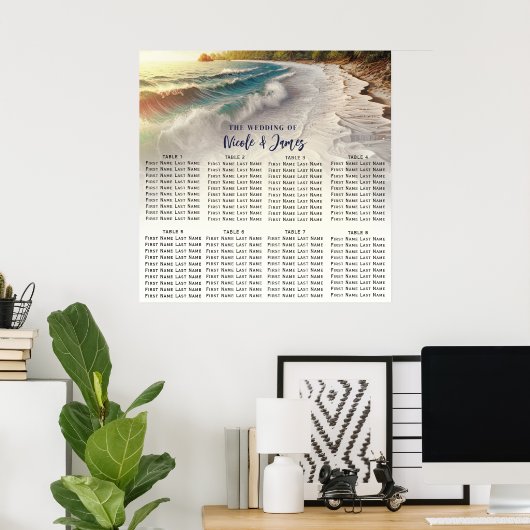 Paradise Beach Sunset Kustbruiloft Zitplaatsen Poster (Thuiskantoor)