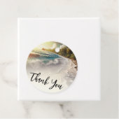 Paradise Beach Sunset Rustieke Kustbruiloft Bedankjes Labels (In situ)