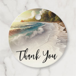 Paradise Beach Sunset Rustieke Kustbruiloft Bedankjes Labels