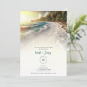 Paradise Beach Sunset Rustieke Kustbruiloft Kaart (Staand voorkant)