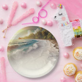 Paradise Beach Sunset Rustieke Kustbruiloft Papieren Bordje (Feest)