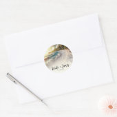 Paradise Beach Sunset Rustieke Kustbruiloft Ronde Sticker (Envelop)