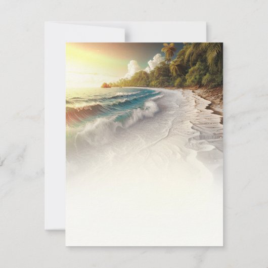 Paradise Beach Sunset Rustieke Kustbruiloft RSVP Kaart (Achterkant)