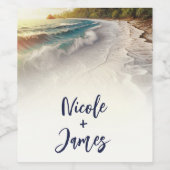 Paradise Beach Sunset Rustieke Kustbruiloft Wijn Etiket (Enkel label)