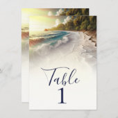 Paradise Beach Sunset Rustieke Kusttafel Nummer Kaart (Voorkant / Achterkant)