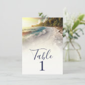 Paradise Beach Sunset Rustieke Kusttafel Nummer Kaart (Staand voorkant)