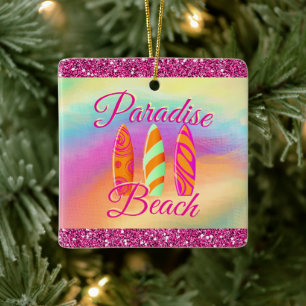 Paradise Beach Surfboards Keramisch Ornament
