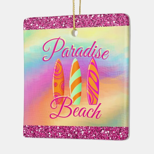 Paradise Beach Surfboards Keramisch Ornament (Links)