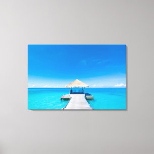 Paradise Beach   Tropisch Resort, Maldiven Canvas Afdruk