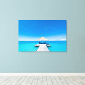 Paradise Beach | Tropisch Resort, Maldiven Canvas Afdruk (Insitu (Houten vloer))