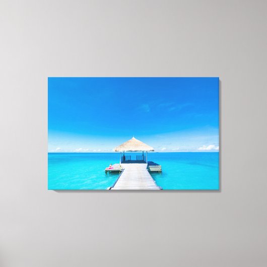 Paradise Beach | Tropisch Resort, Maldiven Canvas Afdruk (Voorkant)