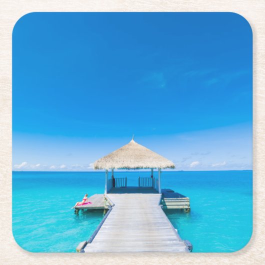 Paradise Beach | Tropisch Resort, Maldiven Kartonnen Onderzetters (Voorkant)