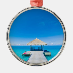 Paradise Beach Tropisch Resort, Maldiven Metalen Ornament