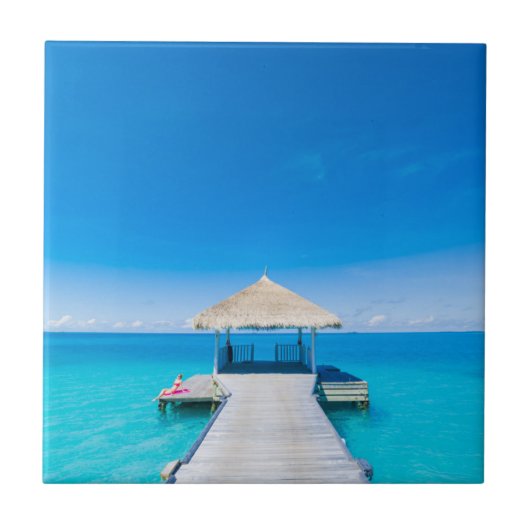 Paradise Beach | Tropisch Resort, Maldiven Tegeltje (Voorkant)