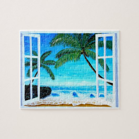 Paradise Beach Window - Caribische Hideaway Legpuzzel (Horizontaal)