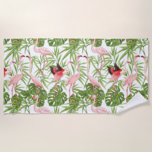 Paradise Bird Flamingo Tropische Planten Strandlaken