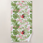 Paradise Bird Flamingo Tropische Planten Strandlaken (Voorkant)