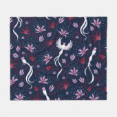 Paradise Birds: bloeiend patroon. Fleece Deken (Voorkant (Horizontaal))