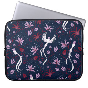 Paradise Birds: bloeiend patroon. Laptop Sleeve